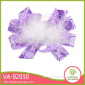 2015 Holiday white feather purple ribbon bow